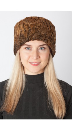 Golden karakul lamb fur hat